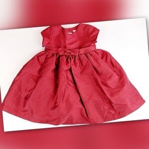 Cherokee Dress Baby Girl Red Silky Holiday Formal Bow Belt regency Tea Party